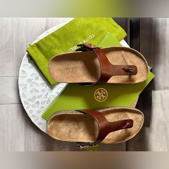 Tory Burch Womens Mellow Leather Flatform Slip On Sandals Shoes NWT - Picture 3 of 15